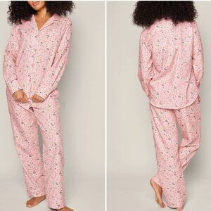 Petite Plume Women's Sz XS Cotton Twill Holiday Pajama Set Vintage Sweets Pink